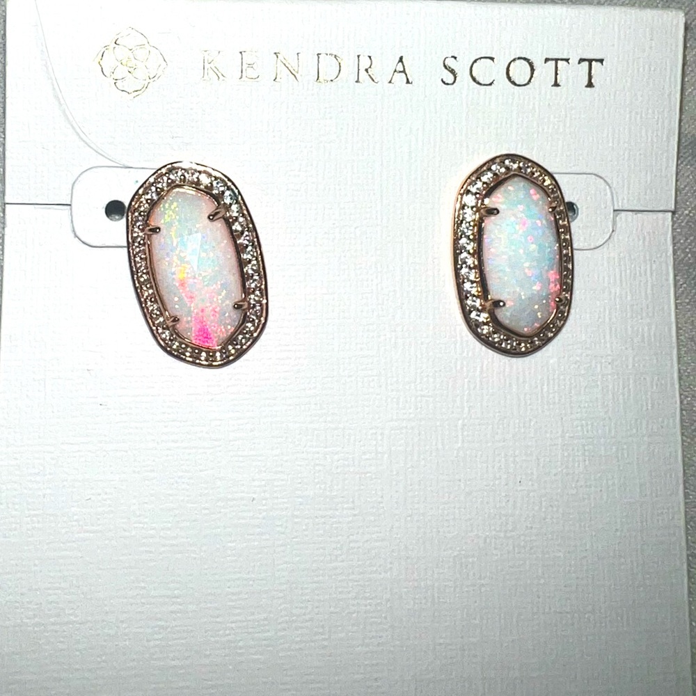 Kendra Scott rose gold opal earrings